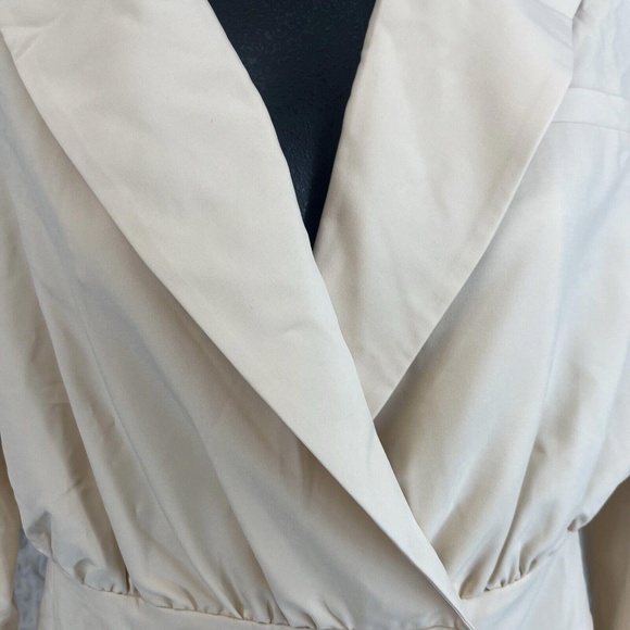 Cream DoubleBreasted Stylish Notched Lapel Light Beige Blazer Coat Womens Large - Picture 10 of 11